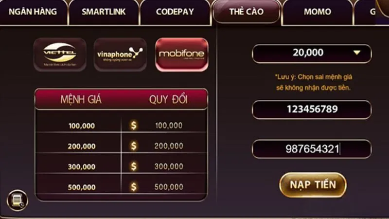 Hướng dẫn cách nạp tiền chơi bài xì tố NOHU nhanh chóng